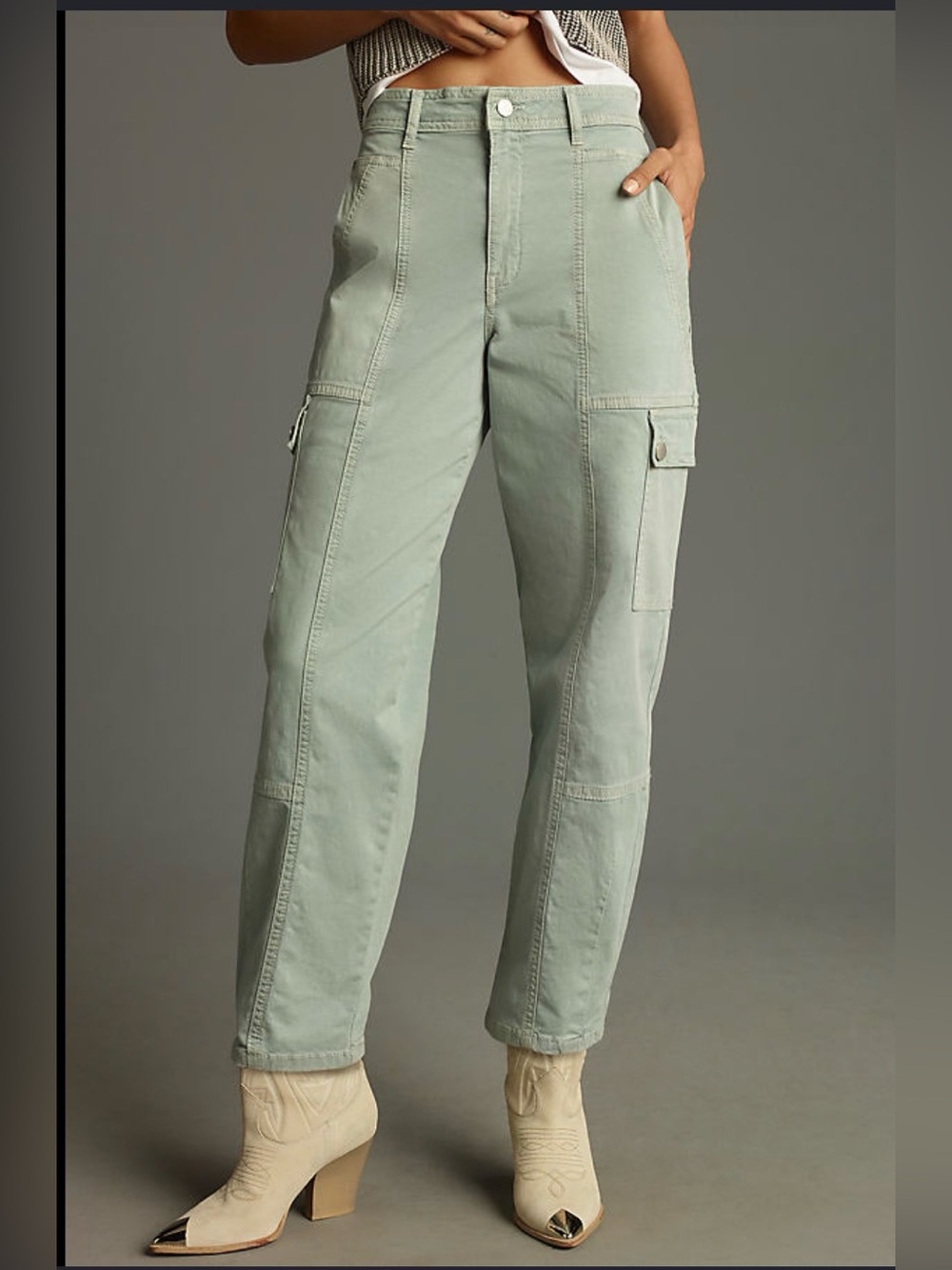 ANTHROPOLOGIE Carson Utility Barrel Pants light blue women's size 8